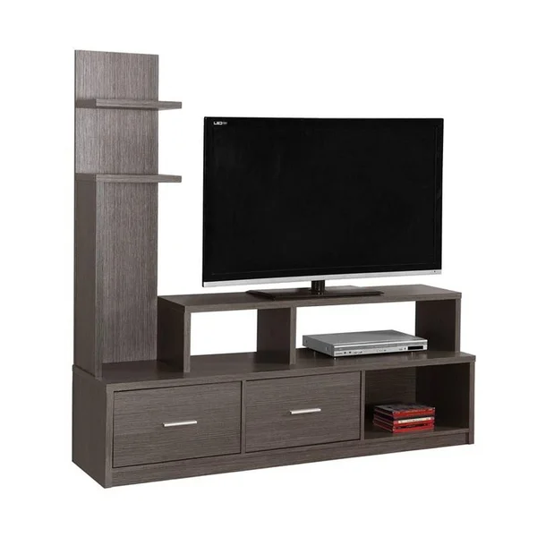 Monarch Specialties 60x22 TV Stand with Display Tower-Grey