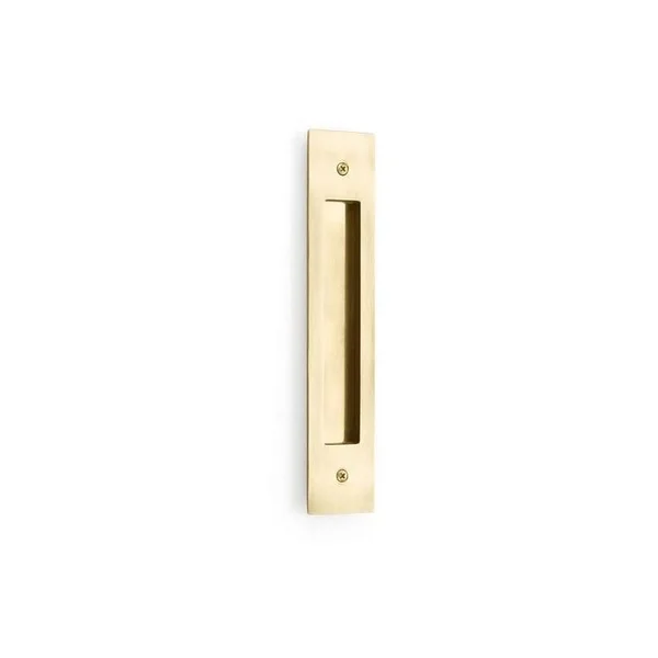 Door Accessories - 8x22 Centers Modern Rectangular Flush Pull in French Antique Brass - 221710US7 - Emtek Hardware
