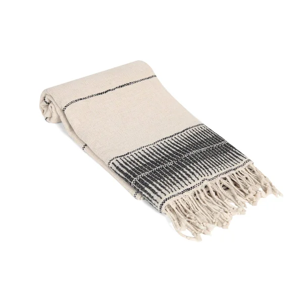 Oliveu0026Linen Amber Linen Turkish Towel - Throw, Black
