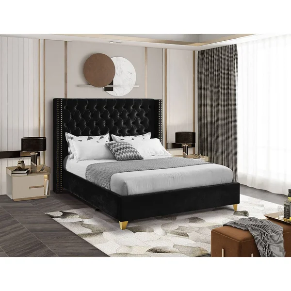 Meridian Furniture Barolo Black Velvet King Bed