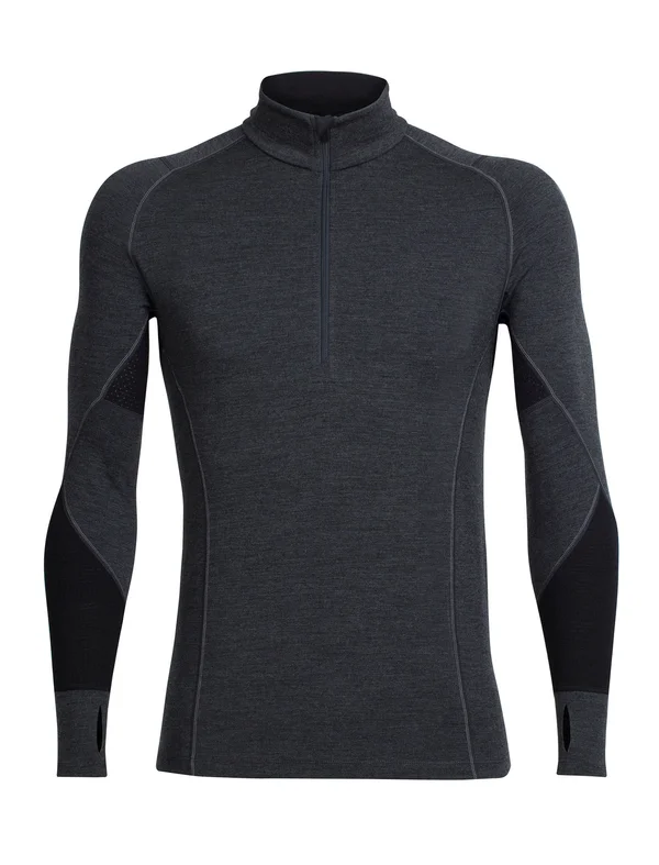 Icebreaker Men's Winter Zone LS Half Zip - Medium - Jet Heather - Black, Lunar