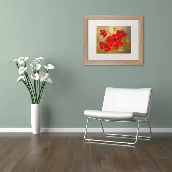 Trademark Fine Art Poppies by Rio - White Matte, Birch Frame 11x14-Inch