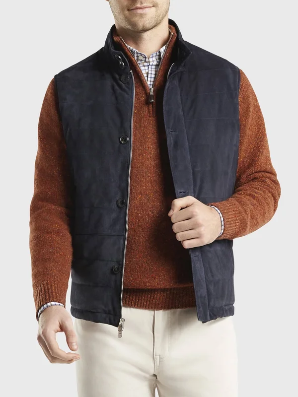 Men's Peter Millar Crown Suede Vest - Size Medium - Blue