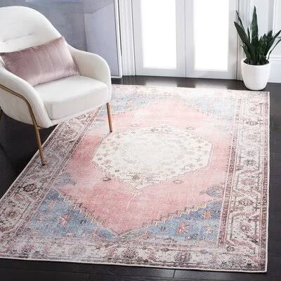 Adelene Oriental Ivory/Pink Area Rug Mistana Rug Size: Rectangle 9& x 12&