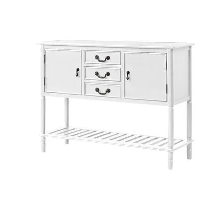 45?? Modern Console Table Sofa Table for Living Room with 3 Drawers - 2 Cabinets and 1 Shelf Darby Home Co Color: White