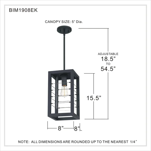 Quoizel Bimini 1-Light Earth Black Outdoor Hanging Lantern - BIM1908EK