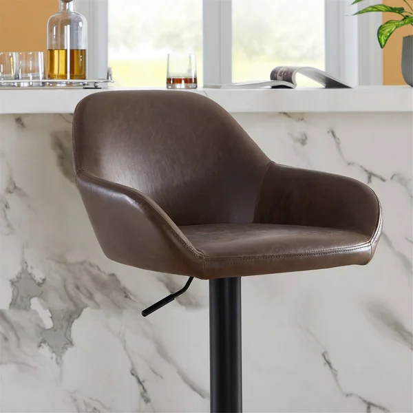 Tribesigns Adjustable Counter-Height Stools, Faux Leather Bar Stools, Dining Chairs(Set of 2) - Grey/Chrome