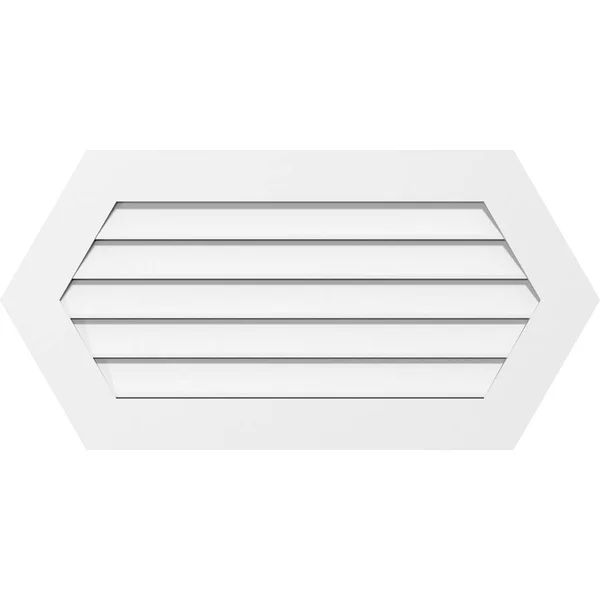 Ekena Millwork GVPHP34X3401SF 34x22W x 34x22H Horizontal Peaked Surface Mount PVC Gable Vent: Functional, w/ 3-1/2x22W x 1x22P S