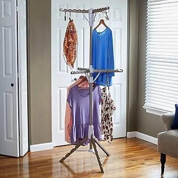 Rebrilliant 2 Tier Tripod Clothes Free-Standing Drying Rack w/ Clothespin