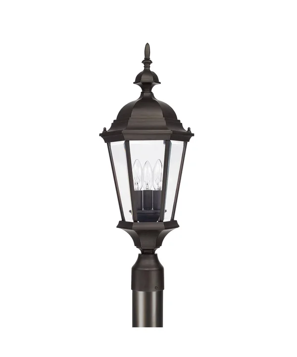 Capital Lighting 9725OB Carriage House 3 Light Outdoor Post Lantern, Old Bronze