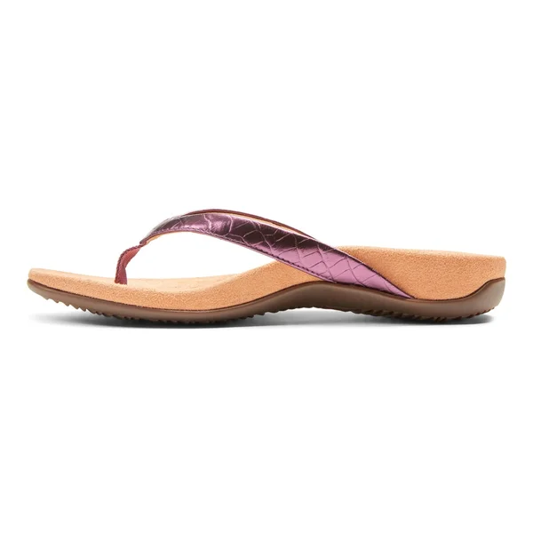 Vionic Dillon Women's Toe-Post Supportive Sandal Berry Croc - 8 Medium
