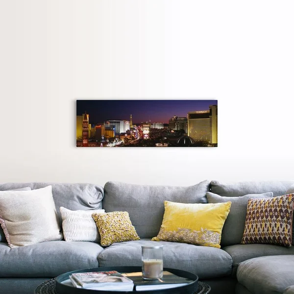 Buildings Lit Up at Night - Las Vegas, Nevada, Canvas Wall Art, 48x16, Great Big Canvas