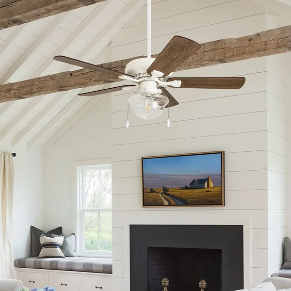 The Gray Barn Eltham 42-Inch Coastal Indoor LED Ceiling Fan with Pull Chains 5 Reversible Blades - 42 - White - Hardwired 308788