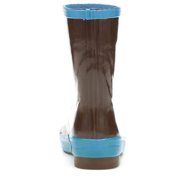 Salmon Sister Little Kid 8 in Legacy Boot by Xtratuf USA 100% Dry, in Chocolate with Whale Print, Rubber/Neoprene