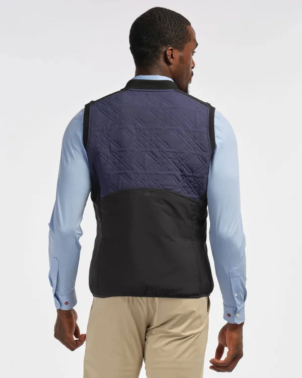 Men's Rhone Midtown Quilted Yoke Vest - Size Large - Black