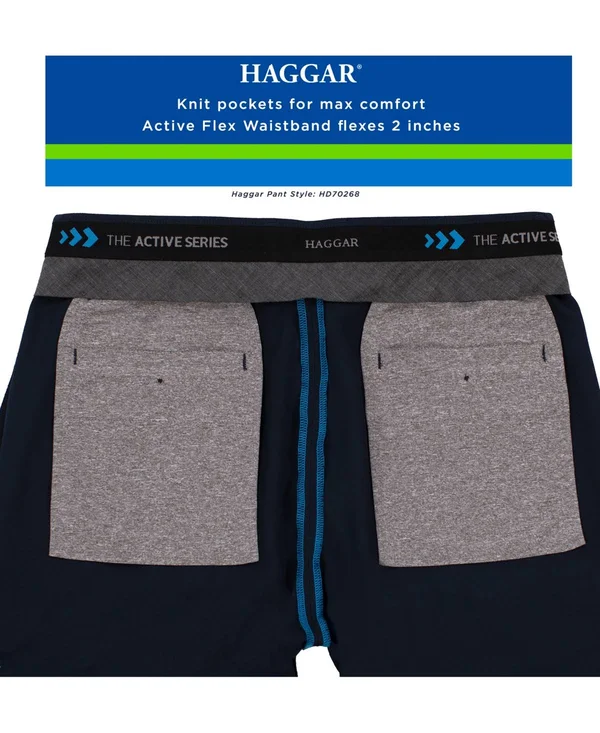 Haggar Htr Grey Active Series Straight Fit Flat Front Dress Pants