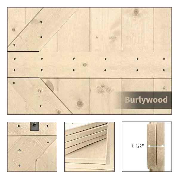 Akicon Paneled Wood Unfinished Barn Door with Hardware Kit - UF Series - 28x22 - K3