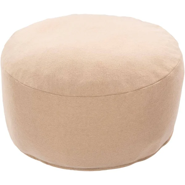 Artistic Weavers Burke Solid Taupe Wool Cylinder Accent Pouf, Brown