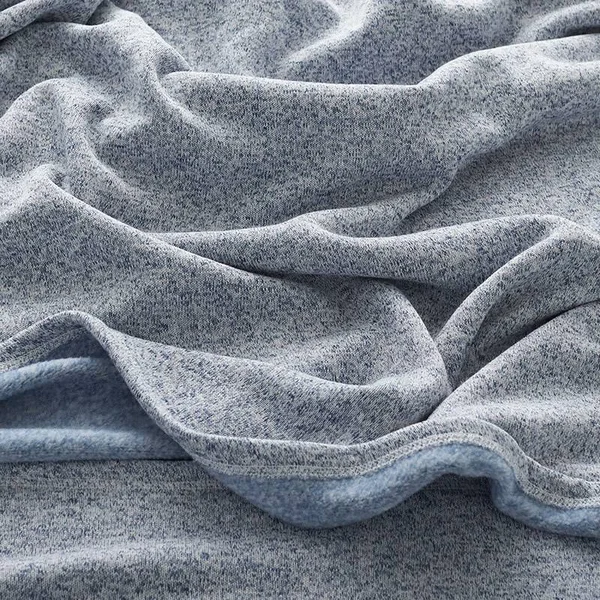 The Company Store Sweatshirt Knit Navy Full/Queen Reversible Blanket, Blue