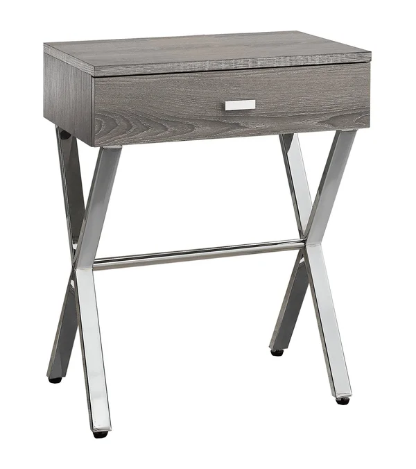 12x22 x 18.25x22 x 22.25x22 Grey Finish and Black Metal Accent Table