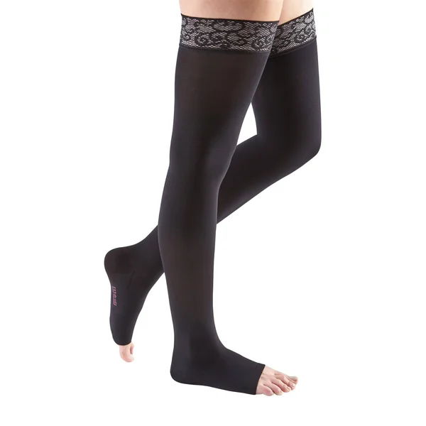 Mediven Comfort - 20-30 mmHg, Thigh High w/ Lace Top-Band, Open Toe, Compression Stockings - Natural, I