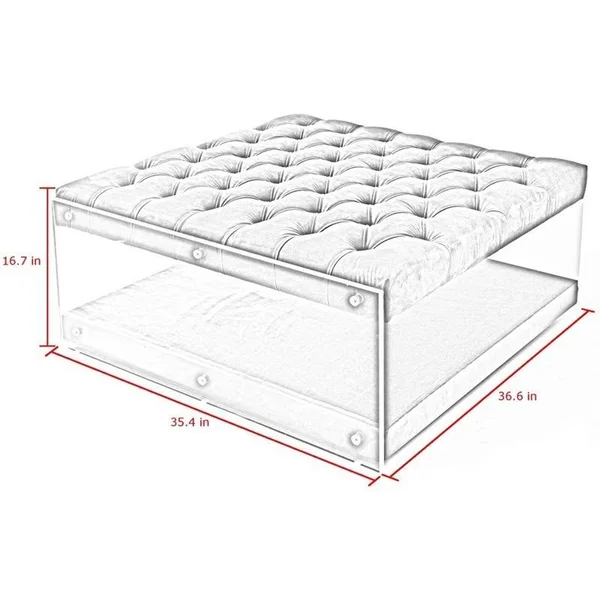 Brika Home Coffee Table Ottoman in Cream White - BR-1890351