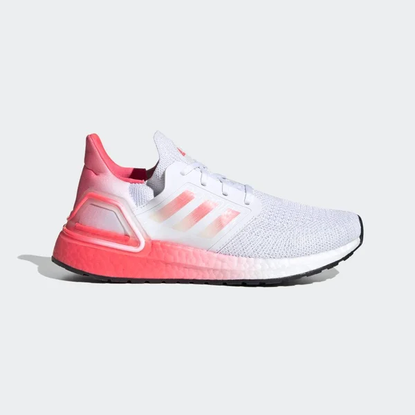 Adidas Ultraboost 20 White/Signal Pink Grade School Kids& Running Shoes, Size: 4.5