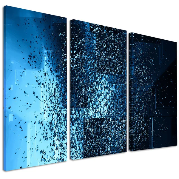 Design Art &Fractal 3D Blue Paint Splash& Graphic Art on Wrapped Canvas - Size: 20 inch H x 40 inch W x 1 inch D