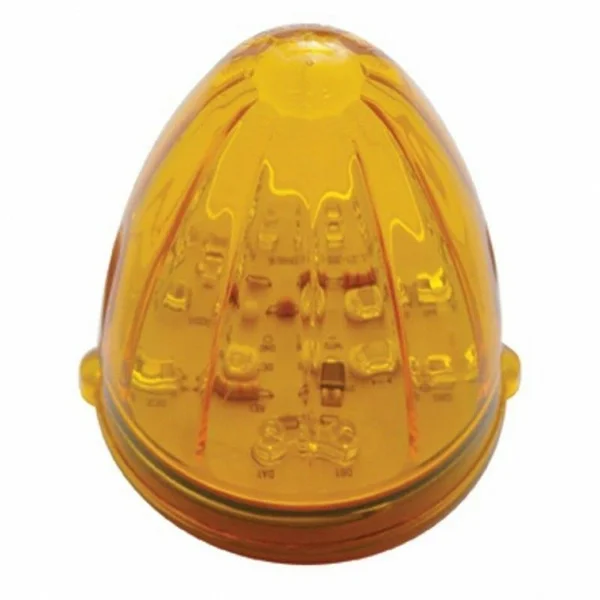 United Pacific 37990 Peterbilt Stainless Front Air Cleaner Bracket w/ Eight 19 LED Watermelon Lights & Bezels - Amber LED/Am