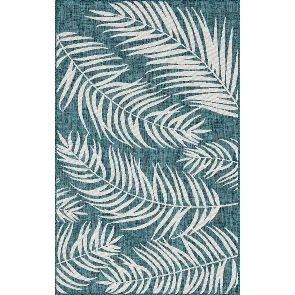 Unique Loom Outdoor Palm Rug (4& 0 x 6& 0 - Green)
