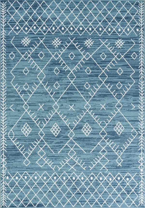 94x22 x 130x22 Ocean Blue Polypropelene Rug