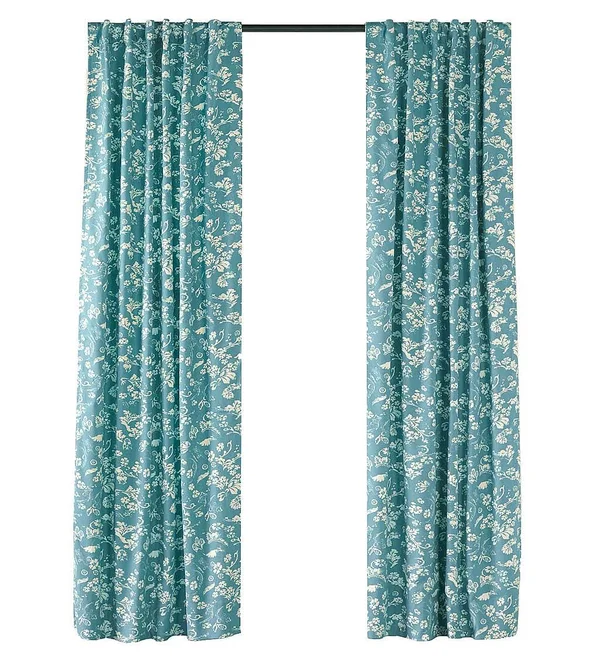 42x22W x 63x22L Floral Damask Rod-Pocket Insulated Curtain PANEL - Indigo