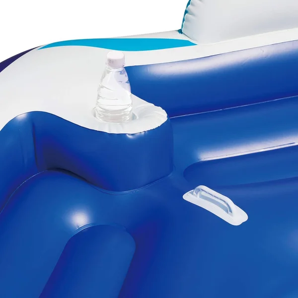 Summer Waves - Inflatable 6 Person Party Pad Pool Beach Lake Float with Cupholders