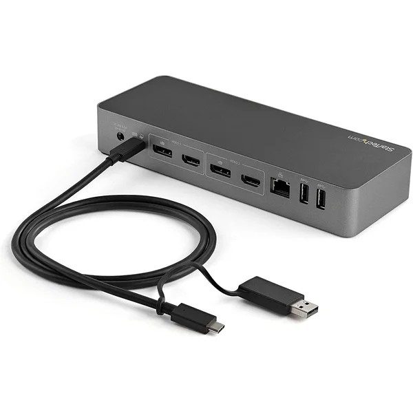 StarTech.com USB-C & USB-A Dock with Hybrid Universal Laptop Docking Station with 100W Power Delivery with Dual Monitor 4K 6