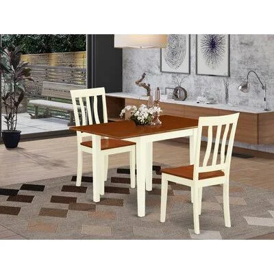 Freytag Drop Leaf Solid Wood Dining Set Winston Porter Table Top Color: Cherry, Table Base Color: Buttermilk, Pieces Included: 3
