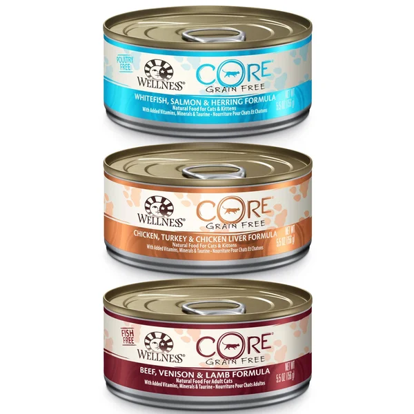 Wellness Core Natural Grain Free Best Sellers Smooth Pate Variety Pack Canned Cat Food - 5.5 oz - Case of 30