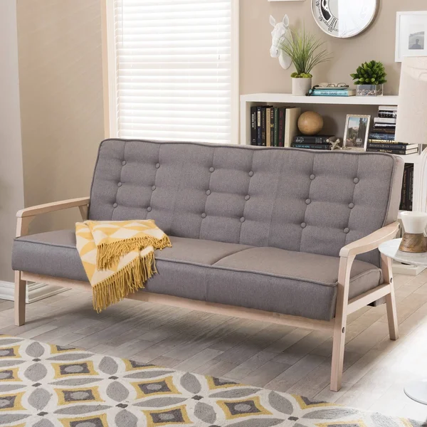 Baxton Studio Mid - Century Timor Sofa, Gray