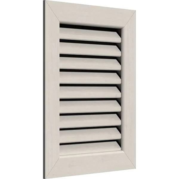 12 inchw x 24 inchh Vertical Gable Vent (17 inchw x 29 inchh Frame Size): Primed - Functional, Smooth Western Red Cedar Gable Ven