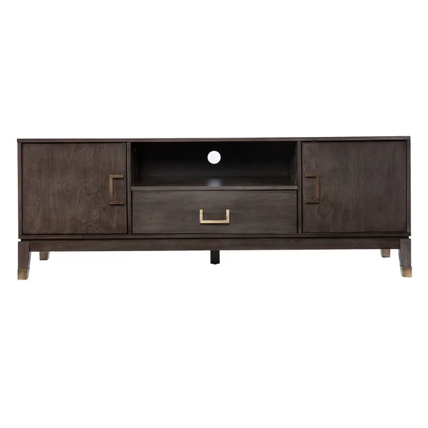 The Gray Barn BarLock Transitional Brown Wood Media Stand - Graywash
