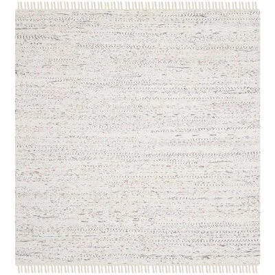 Valerton Hand-Woven Flatweave Cotton White Area Rug Highland Dunes Rug Size: Square 9&