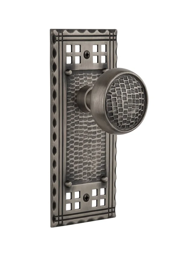 Nostalgic Warehouse 715415 Craftsman Plate Single Dummy Craftsman Door Knob, Antique Pewter