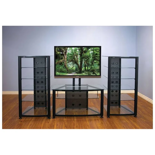 VTI RGR Series 4 Shelf Audio Rack Multiple Finishes Glass Shelves