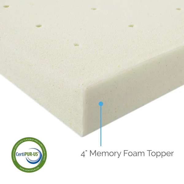 Lucid 4x22 Memory Foam Mattress Topper, California King