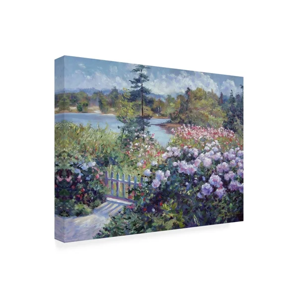 Trademark Fine Art &Summer Garden at The Lake& Canvas Art by David Lloyd Glover, Size: 35 x 47