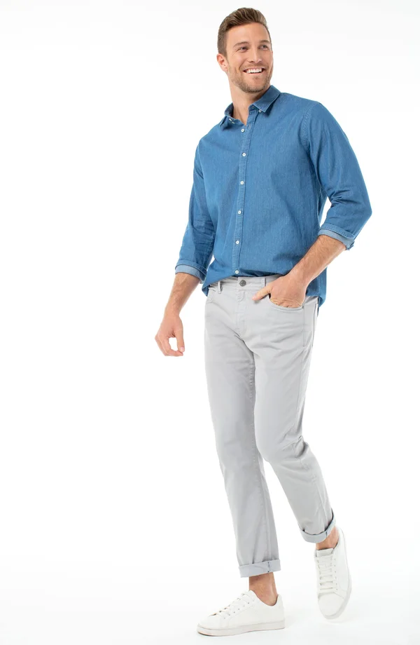 Liverpool Men's Regent Relaxed Straight Peached Colored Twill Jeans in White - Cotton, Size 33/32