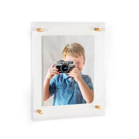 ArtToFrames Floating Acrylic Frame for Photos Up to 16x24 Inches (Full Frame Is 20x28) with Gold Acrylic Standoff Hardware, Size