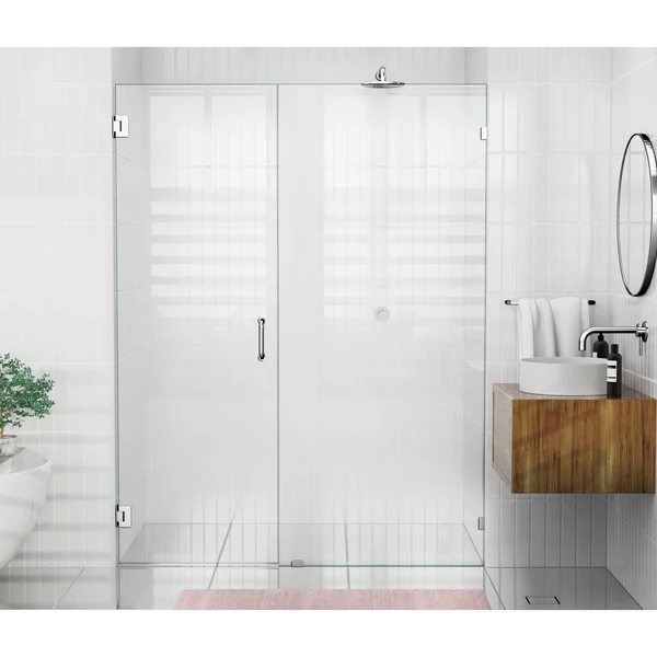 Glass Warehouse GW-WH-63-25-CH 63.25x22 W x 78x22 H Hinged Frameless Shower Door Finish: Chrome