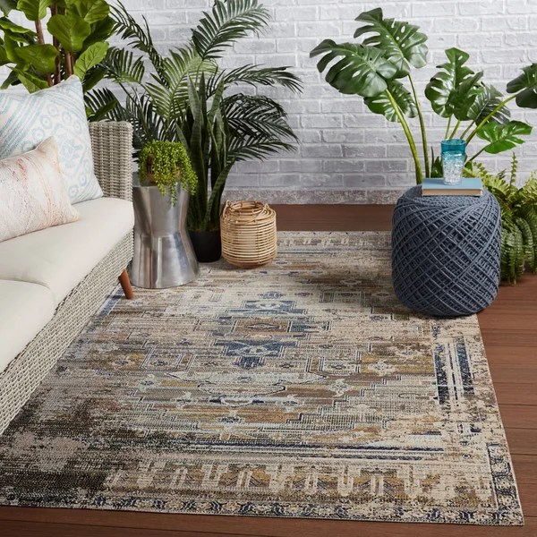 Jaipur HDC Azriel Pink/Taupe 8 ft. 10 in. x 12 ft. Medallion Rectangle Indoor/Outdoor Area Rug