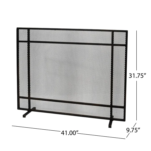 Markus Modern Single Panel Iron Firescreen, Black Brushed Gold Finish