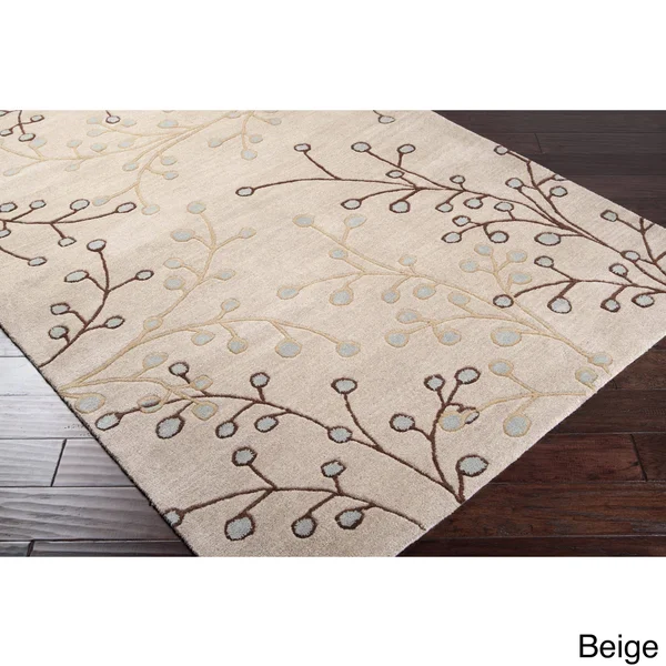 Sakura Handmade Transitional Floral Wool Area Rug - Slate 9& x 12&